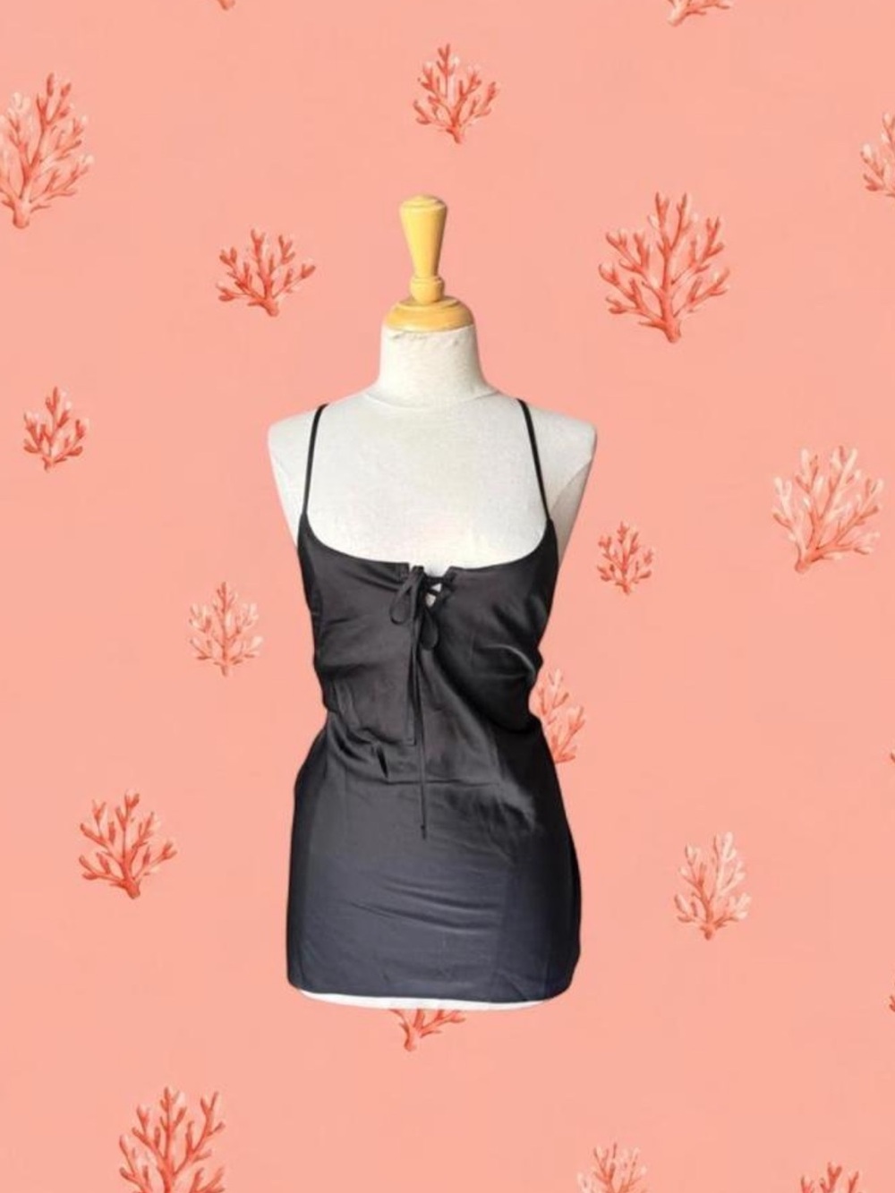 Forever 21 Black Satin Tie-Front mini dress